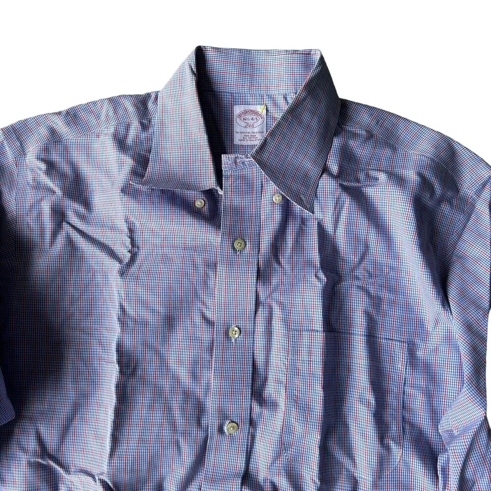 Brooks Brothers 346 Shirt 16.5 4/5 Men's Blue The Original Polo Shirt All Cotton - Picture 5 of 12